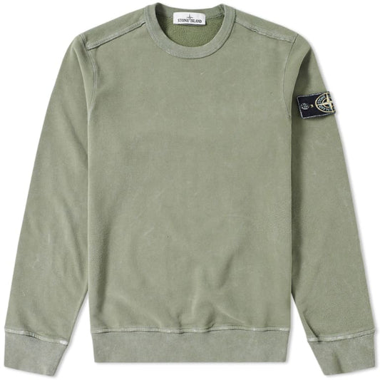 Stone Island Garment Dyed Frost Green Sweatshirt